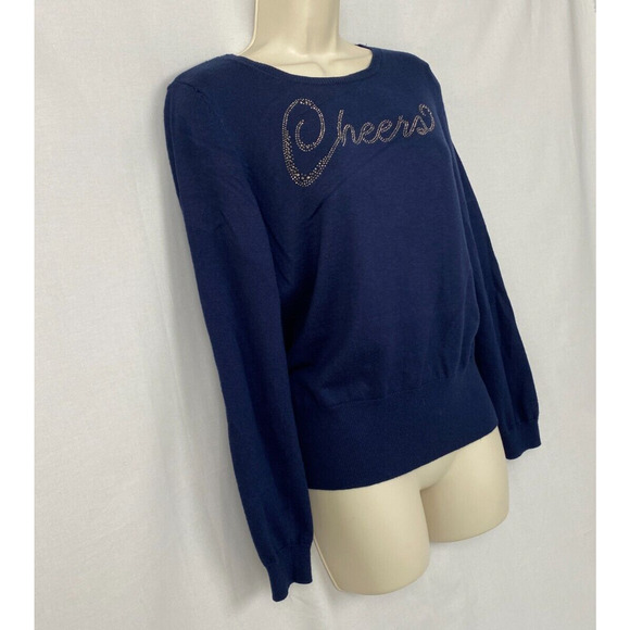 WHBM Cashmere Blend Sweater Womens Small Cheers Bling Holiday Christmas Party - Picture 4 of 16